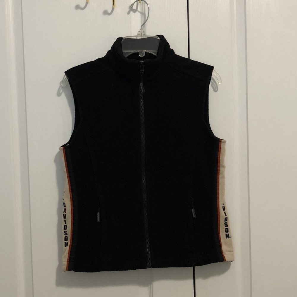 Harley Davidson Black Fleece Sleeveless  Zip-Up Vest S